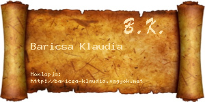 Baricsa Klaudia névjegykártya